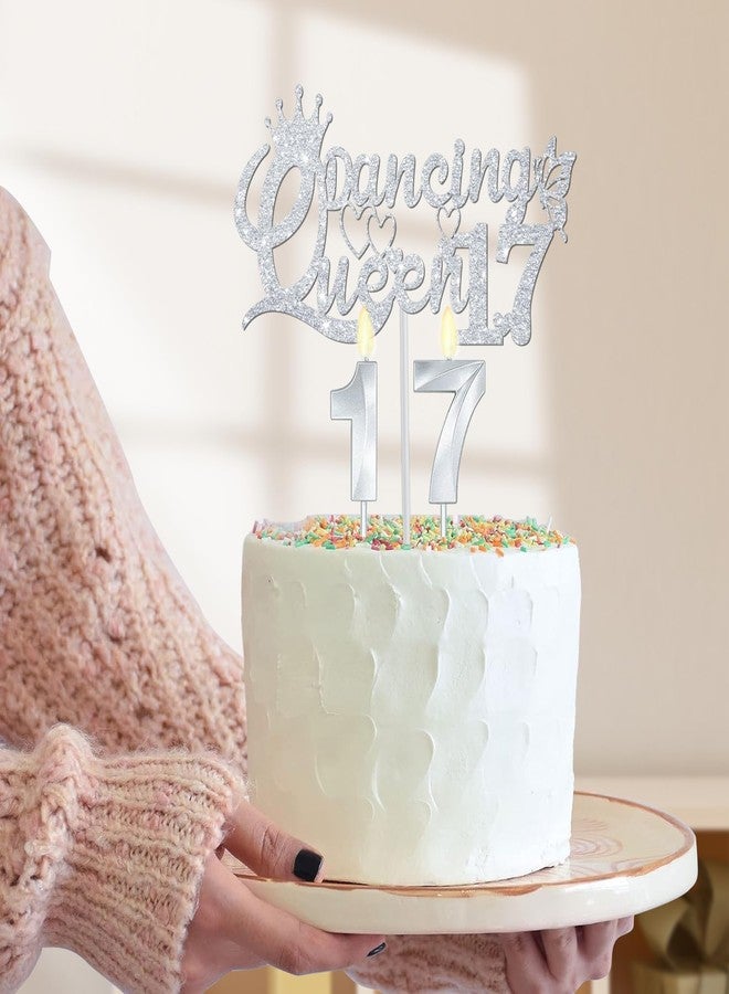 YeohJoy زينة حفلة ملكة الرقص الفضية رقم 17 مع وشاح وتاج ملكة الرقص رقم 17، وزينة كعكة وشموع، وبالونات فضية تحمل الرقم 17، أفكار هدايا لفتاة تبلغ من العمر 17 عامًا - Image 4